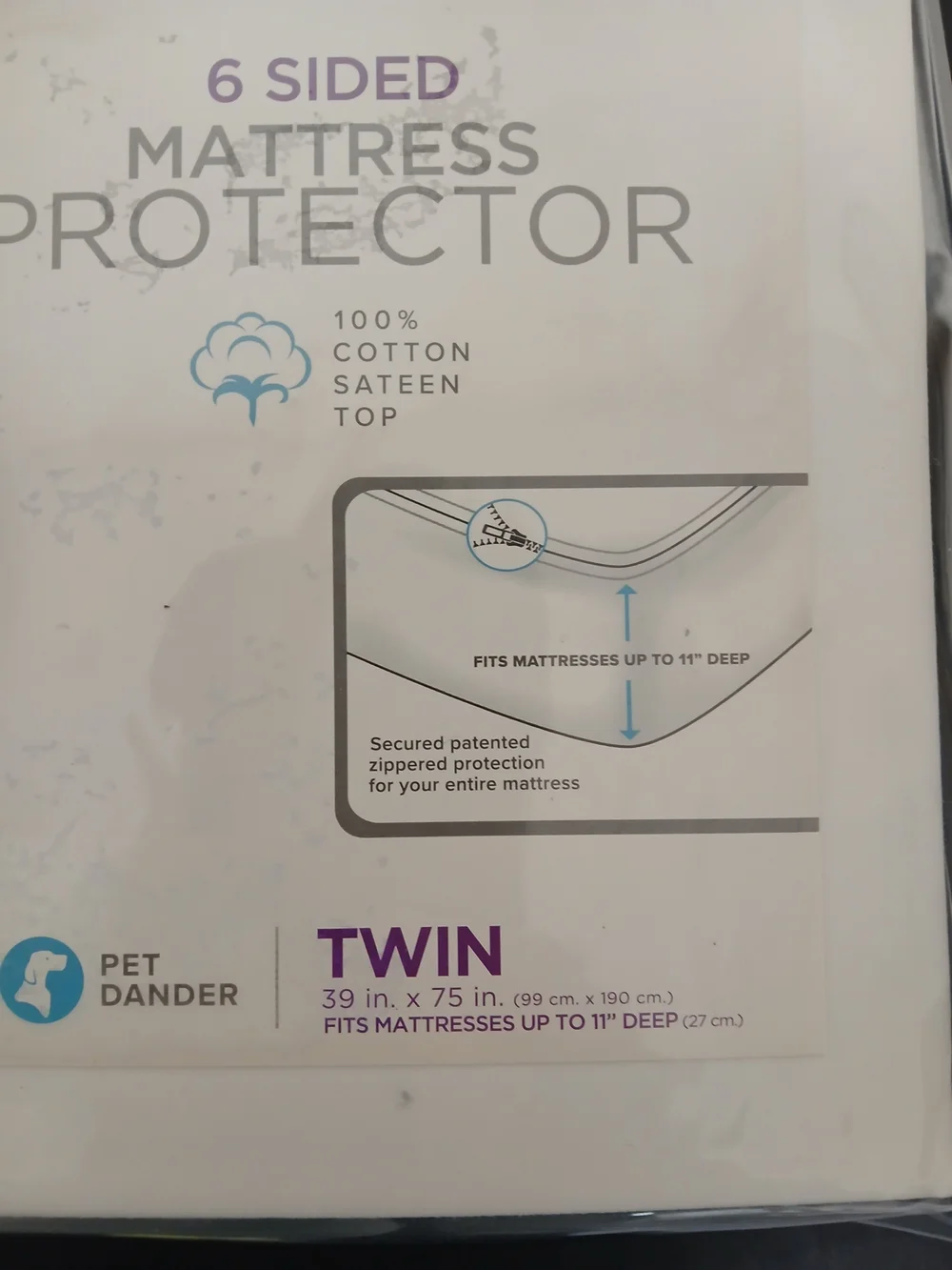 Soft Cotton Allergen Barrier Twin Mattress Protector - White